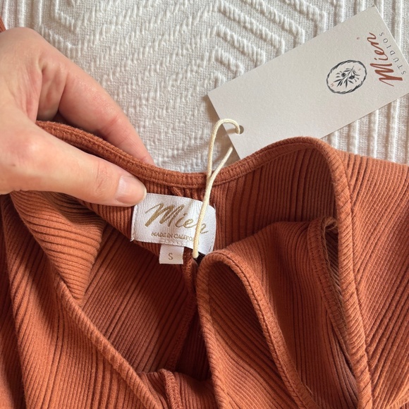 Mien Studios Willow Wide Rib Jumpsuit in Rust - Picture 6 of 6